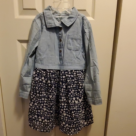 Toddler Girl Chambray And Chiffon heart Dress 5T - Picture 4 of 8